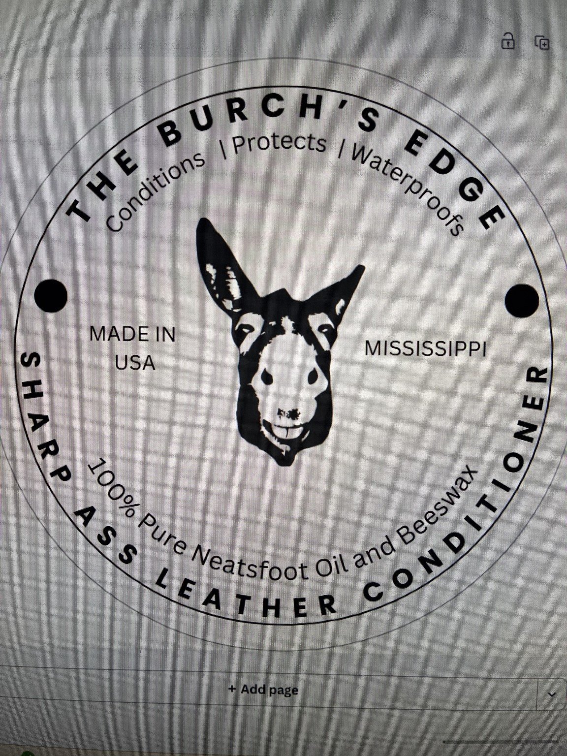 Sharp Ass Leather Conditioner label